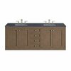 James Martin Vanities Chicago 72in Double Vanity, Whitewashed Walnut w/ 3 CM Charcoal Soapstone Quartz Top 305-V72-WWW-3CSP